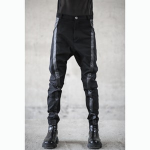 Niander Pants (black men pants-avantgarde clothing-unique men pants-futuristic-dystopian-men&#39;s wear-street high fashion-cyberpunk clothing)