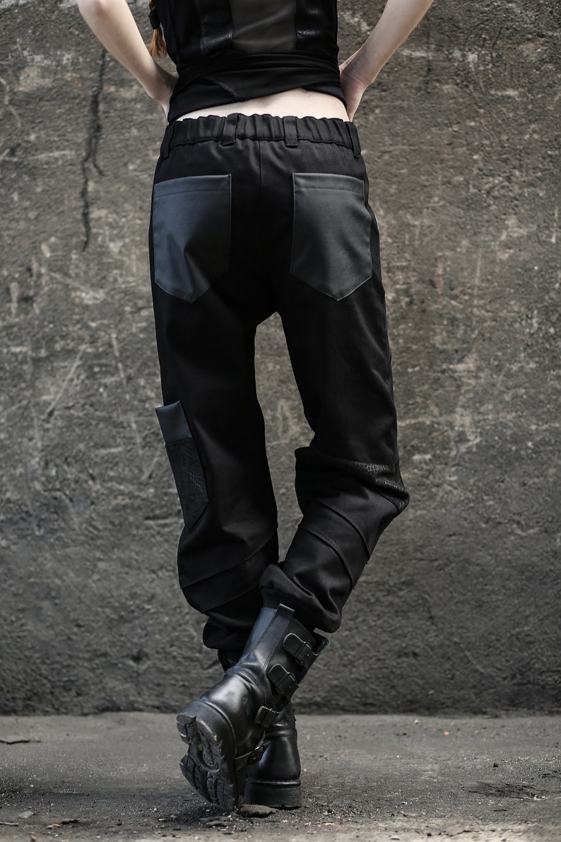 Combat Pants women cargo pants-black pants-avantgarde-street high fashion-women street wear-unique women clothing-cyberpunk-dystopian image 5