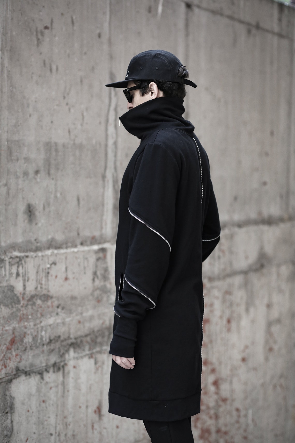 Callan Jacket: Black Long Jacket, Avant Garde Men's Jacket, Futuristic ...