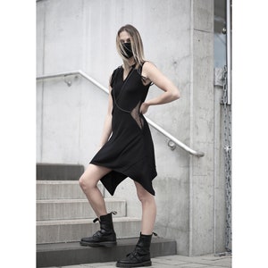 Phoenyx Dress (black dress-party dress-unique-alternative-apocalyptic-dystopian-avantgarde-festival fashion-dark fashion-cyberpunk dress)