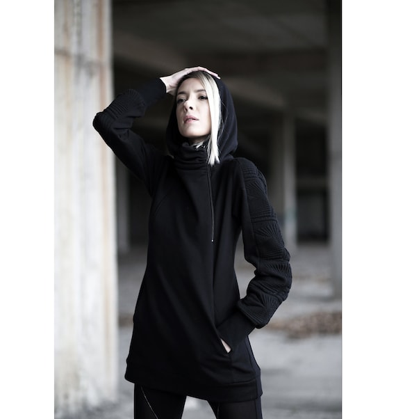 Sudadera Stella sudadera negra-ropa de mujer-moda callejera-ropa negra- sudadera de mujer-sudadera única-sudadera con cremallera-pulóver negro -   México