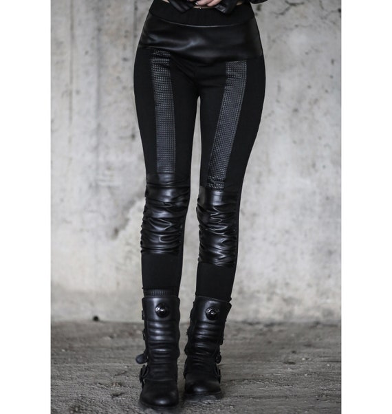 Riot Leggings black Unique Leggings-avantgarde-futuristic Fashion