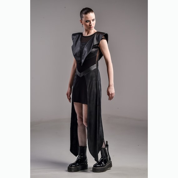 cannes film festival sheer dress Faux Leather Midi Dress with Spaghetti Straps