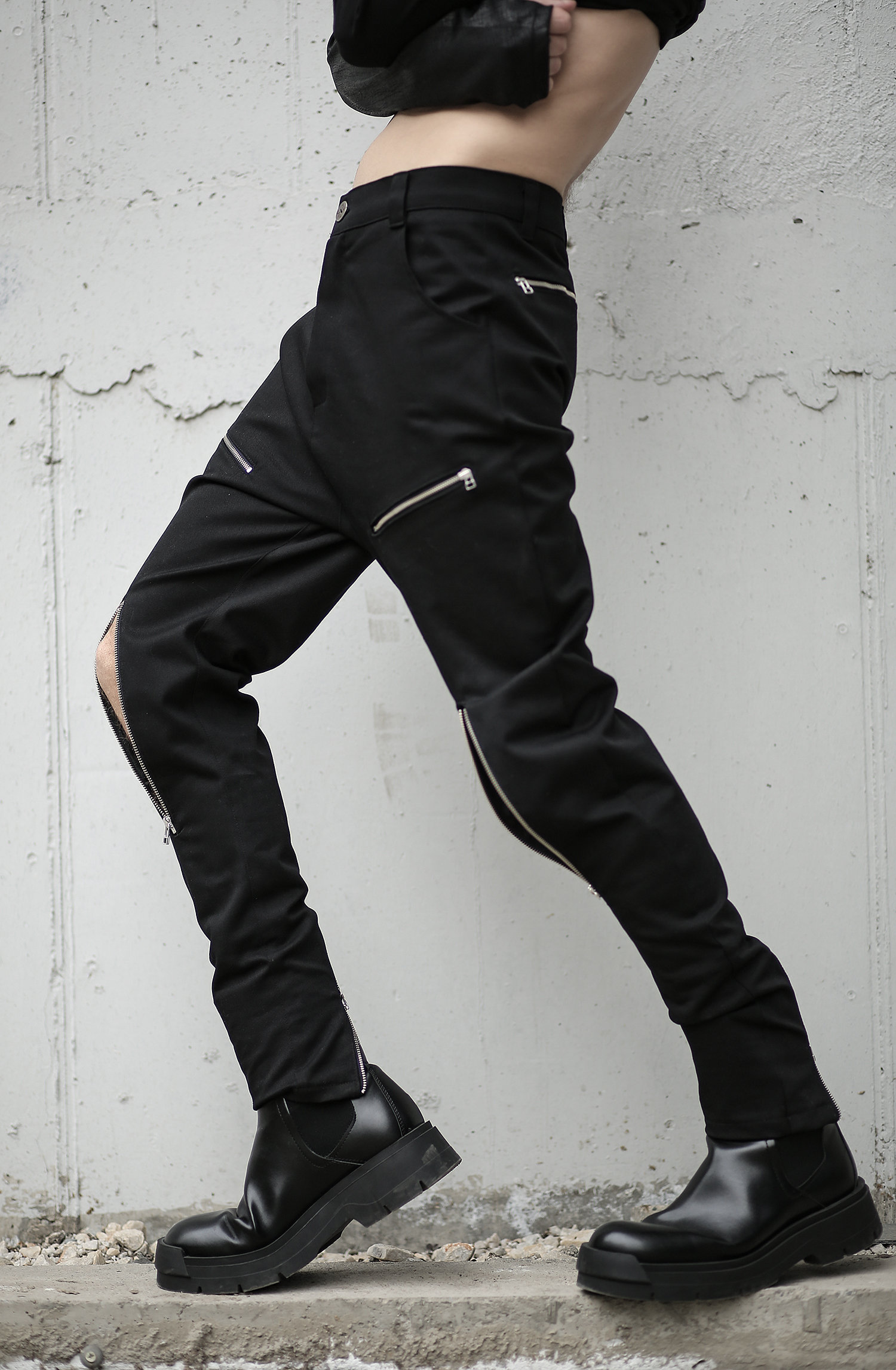 Edge Pants (black Men Zipper Pants-cyberpunk Clothing-street Edge Pants (black Men Zipper Pants-cyberpunk Clothing-street
