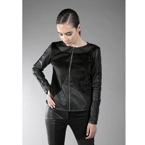 Bold Jacket (black jacket-alternative woman clothing-leather jacket-apocalyptic-cyberpunk-street fashion-futuristic clothing-avantgarde)