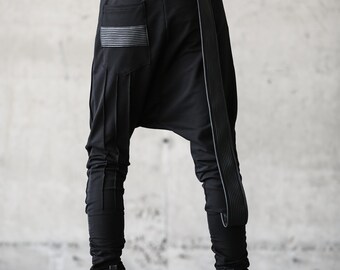Hap Pants (men Loose Pants-black Men Pants-harem Pants-black