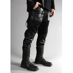 Blade Pants (men pants-post apocalyptic-apocalyptic clothing-cyberpunk-black denim pants-alternative men clothing-street fashion-futuristic)