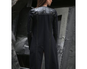 Shadow Cardigan: Women's Asymmetric Black Cardigan, Long Back Avant Garde Layer