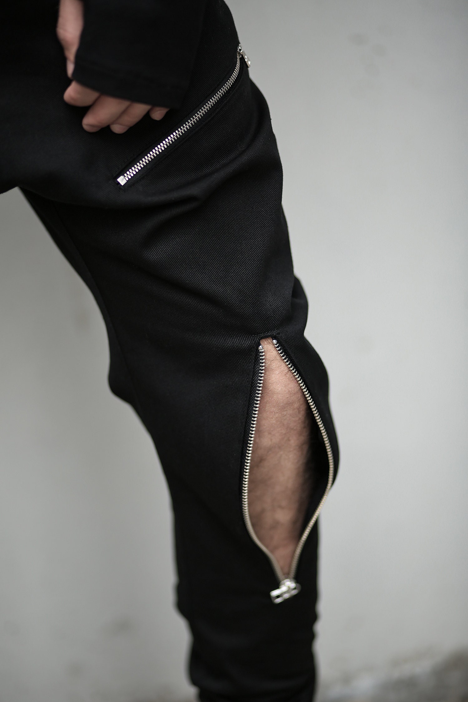 Edge Pants (black Men Zipper Pants-cyberpunk Clothing-street