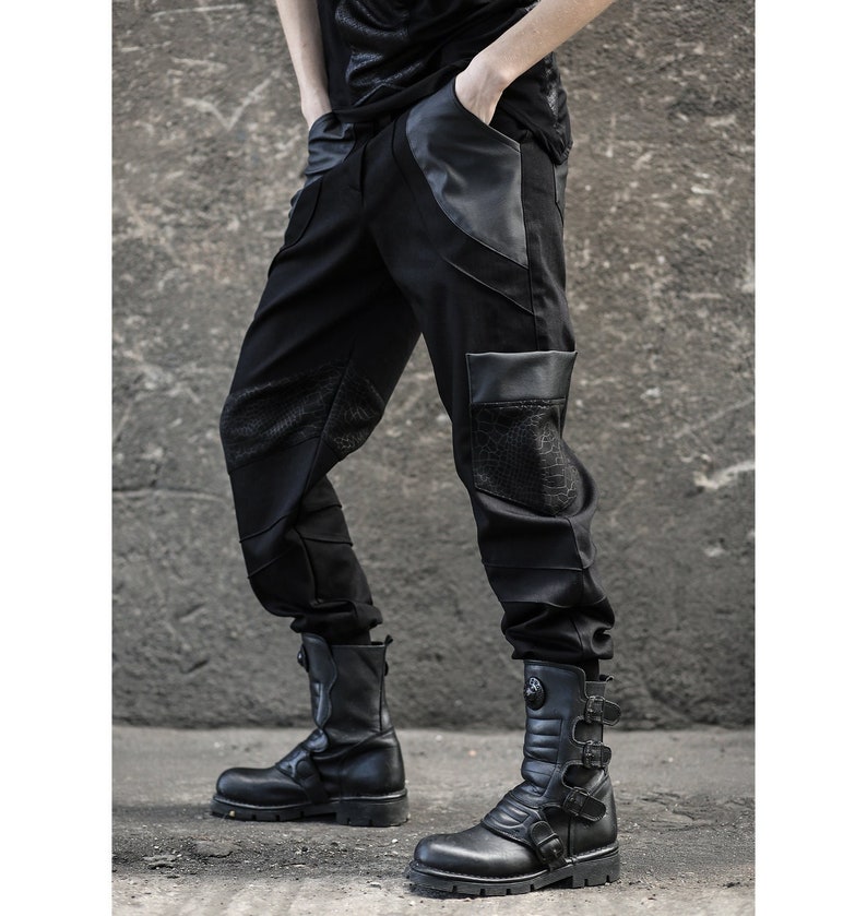 Combat Pants women cargo pants-black pants-avantgarde-street high fashion-women street wear-unique women clothing-cyberpunk-dystopian image 1