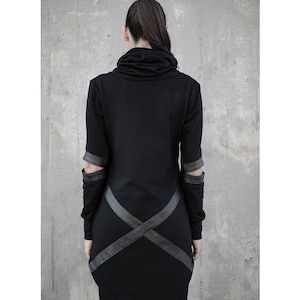 Djax Hoodie (black hoodie-women clothing-street fashion-black clothing-women hoodie-unique hoodie-dystopian-black pullover-futuristic)