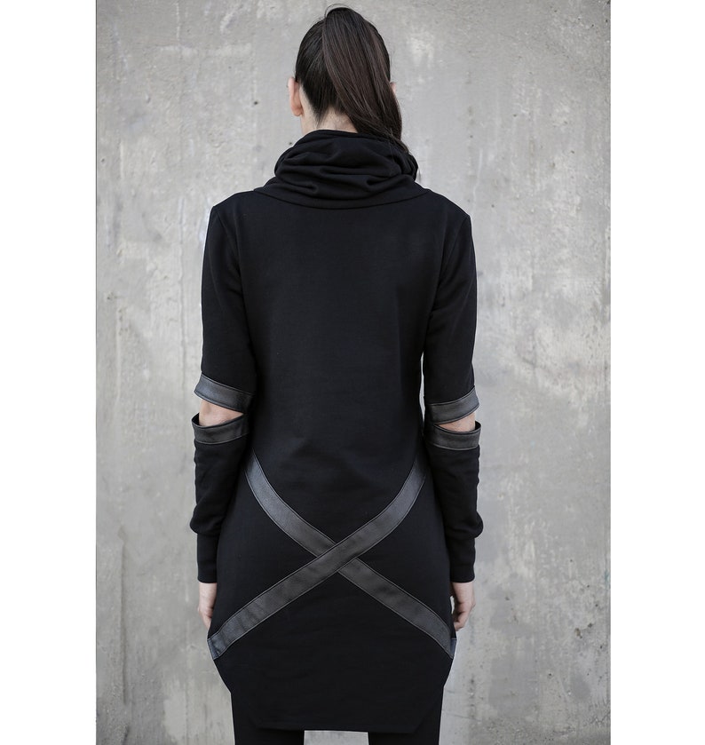 Djax Hoodie black hoodie-women clothing-street fashion-black clothing-women hoodie-unique hoodie-dystopian-black pullover-futuristic image 1