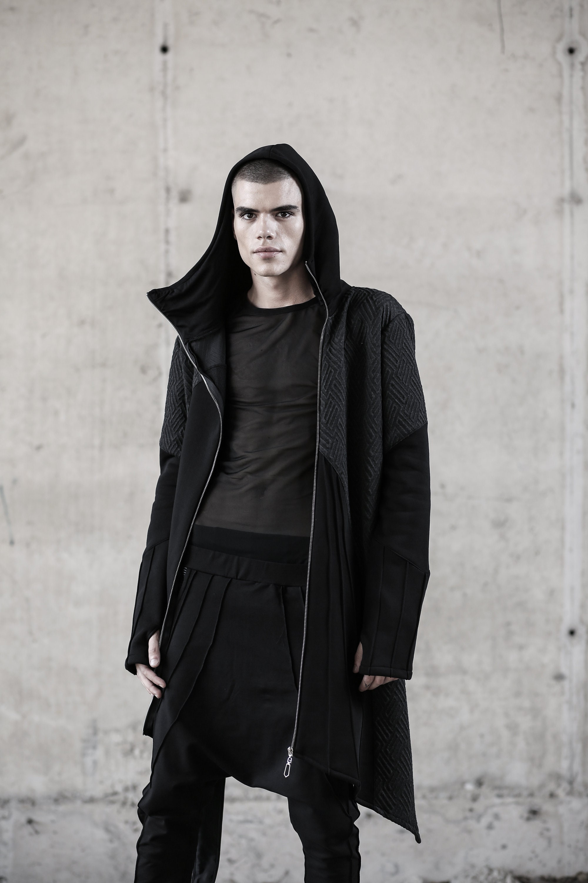 Singularity Jacket (men Long Jacket-black Asymmetric Jacket