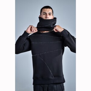 Skylar Pullover (unique pullover-futuristic fashion-cyberpunk clothing-men street fashion-avantgarde-zipper hoodie-black hoodie-men&#39;s wear)