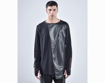 Drift Top: Asymmetric Viscose Mens Tunic, Avant-Garde Techwear Top