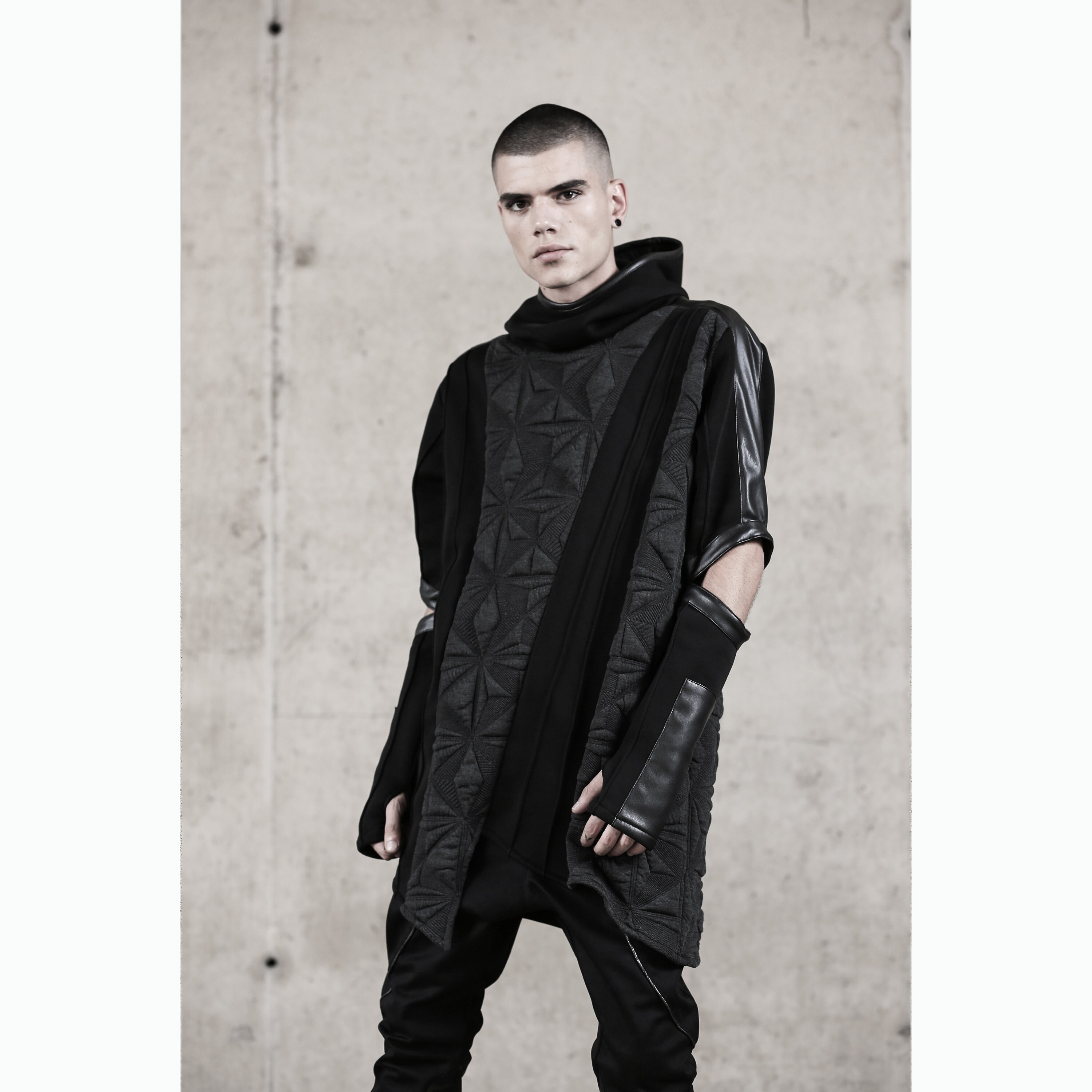 Turner Hoodie (unique men hoodie-asymmetric hoodie-futuristic fashion-cyberpunk clothing-street fashion men-dystopian-festival fashion)