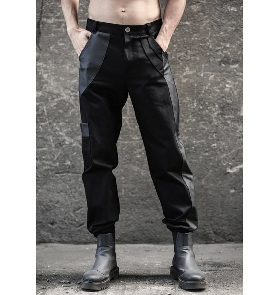 Grim Pants men Black Pants-avantgarde-street High Fashion-men Street  Wear-unique Men Clothing-cyberpunk-dystopian-men Black Fashion 