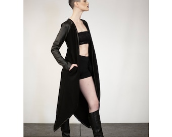 Anxious Cardigan (black cardigan-avantgarde-dark fashion-cyberpunk-futuristic -burning man fashion-alternative clothing-women fashion)