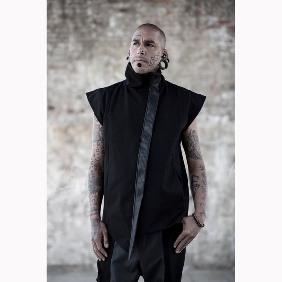 Futuristic Men's Jacket With High Collar Cyberpunk 