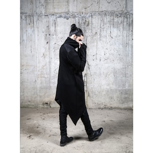 Exobot Jacket (avantgarde fashion-long men jacket-futuristic fashion-dystopian-street high fashion-unique men jacket-black clothing)