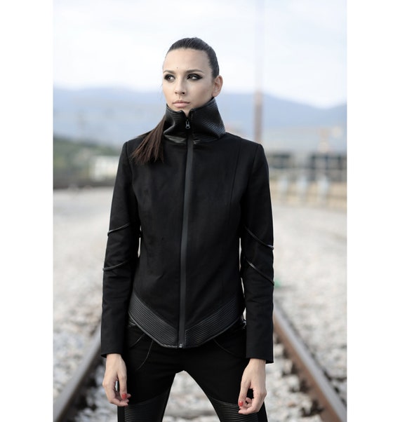 Alexa Jacket chaqueta negra-ropa alternativa mujer-chaqueta de cuero-moda  apocalíptica-cyberpunk-postapocalíptica-festival-chaqueta denim -   México
