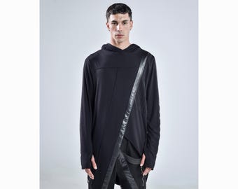 The Vessel Shirt - Avant-Garde Black Tunic: Black Viscose Men Top