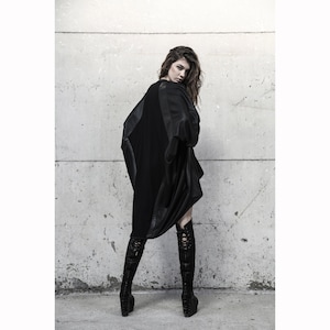 Trinity Kimono Robe (avantgarde-futuristic fashion-cyberpunk-street high fashion-dystopian-unique women fashion-black fashion-women kimono)