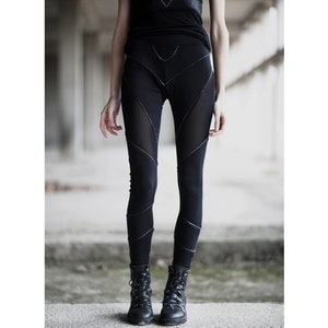 The Fuzz Leggings (unique leggings-party wear-alternative clothing-black leggings-cyberpunk clothing-street fashion-cyber-festival fashion)