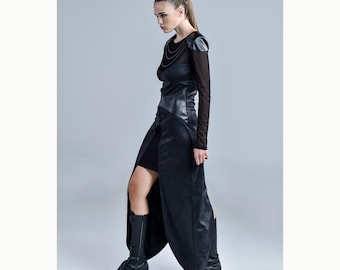 Futuristic Business Casual Dress, Dark Fashion Women, Black Wedding Guest  Dress, Architecture Attire Women, High Neck Zip Dress TAVROVSKA - Etsy
