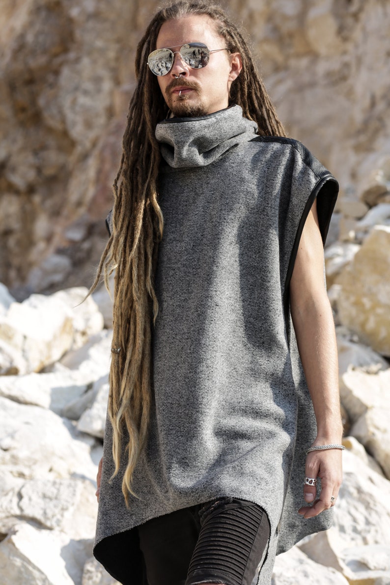 poncho-alternative man clothing-apocalyptic warrior-onesize poncho-unisex-high neck poncho-wool poncho Killing Me Softly