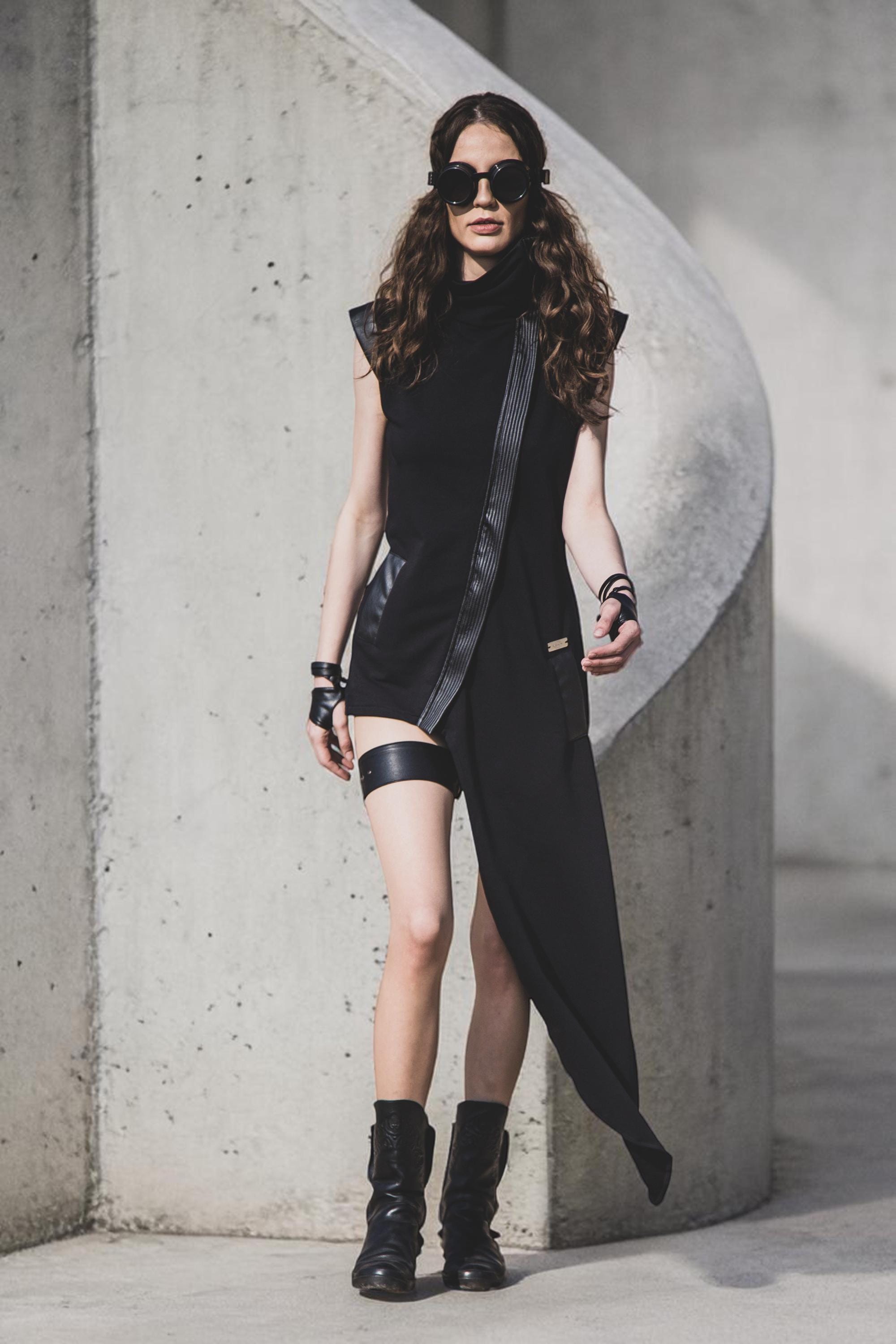 rebellious fashion black dress Black Gathered Mesh Panel Cut Out Mini Dress | Mini Dress