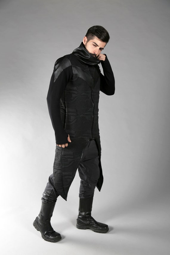 Switch Jacket futuristic Men Clothing-apocalyptic Clothing-dystopian-cyberpunk  Clothing-burning Man Fashion-dark Fashion-men Long Jacket 