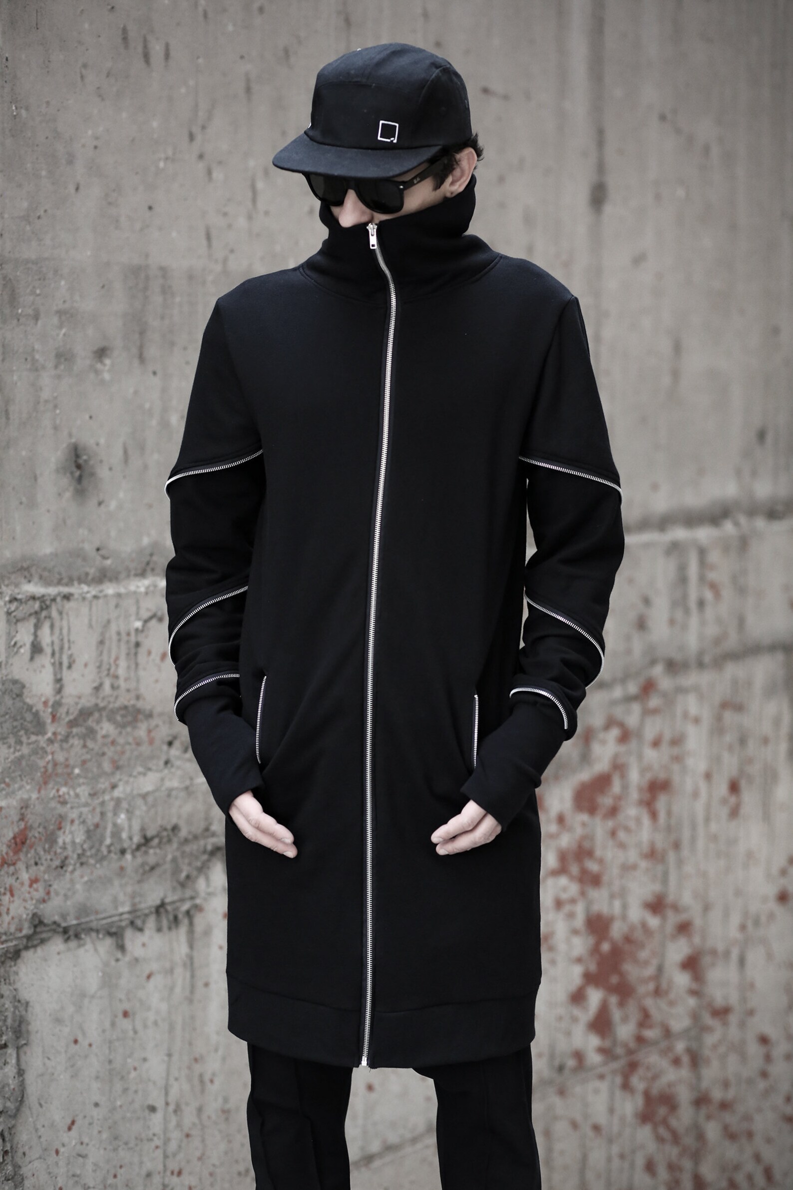 Callan Jacket: Black Long Jacket, Avant Garde Men's Jacket, Futuristic ...