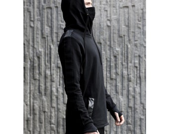 Haze Hoodie (men hoodie-black hoodie-men clothing-alternative clothing-apocalyptic clothing-street fashion-postapocalyptic-black clothing)