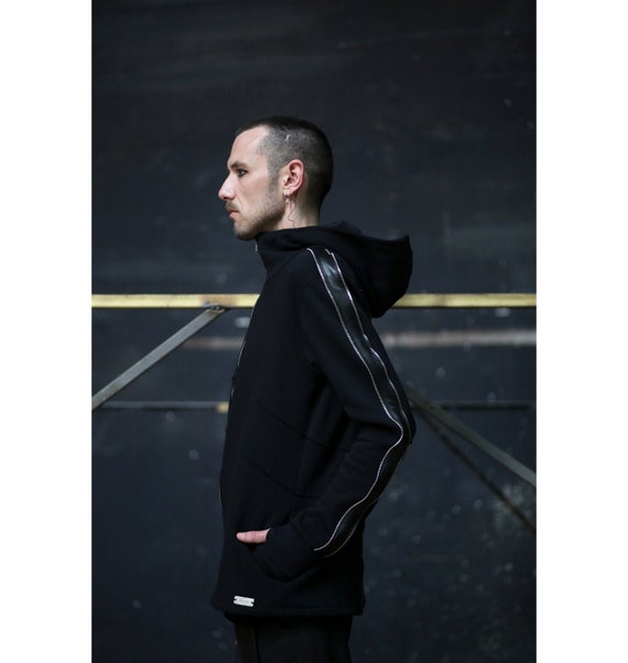 hoodie zippé noir homme