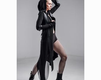 Delilah Cardigan (futuristic clothing-cyberpunk-futuristic jacket-dystopian cardigan-black fashion-street fashion-black women cardigan)