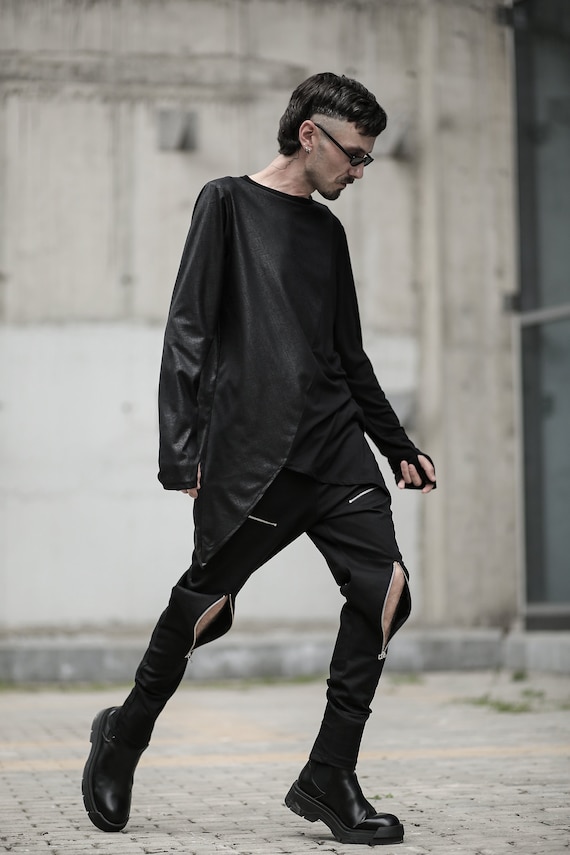 Edge Pants black Men Zipper Pants-cyberpunk Clothing-street - Etsy Sweden