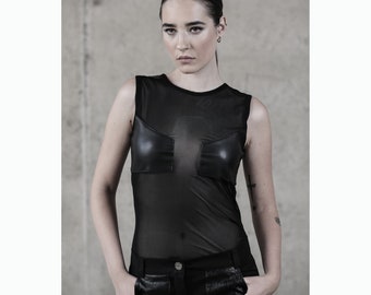 Latha Top (women top-tank tee-mesh top-transparent top-party wear-street fashion-cyberpunk-festival fashion)