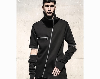 Born Slippy Jacket (avantgarde clothing-street high fashion-black men clothing-unique men fashion-dystopian-cyberpunk-futuristic clothing)
