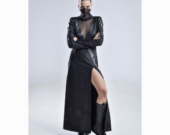 Dark Bloom Dress (avantgarde-futuristic dress-high slit-unique dress-black long dress-festival fashion-burning man)