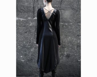 Whisper Tunic (Black Asymmetrical Tunic, Tunic Dress, Cyberpunk Clothing Women, Futuristic Top, Festival Outfit, Long Sleeve Tunic)