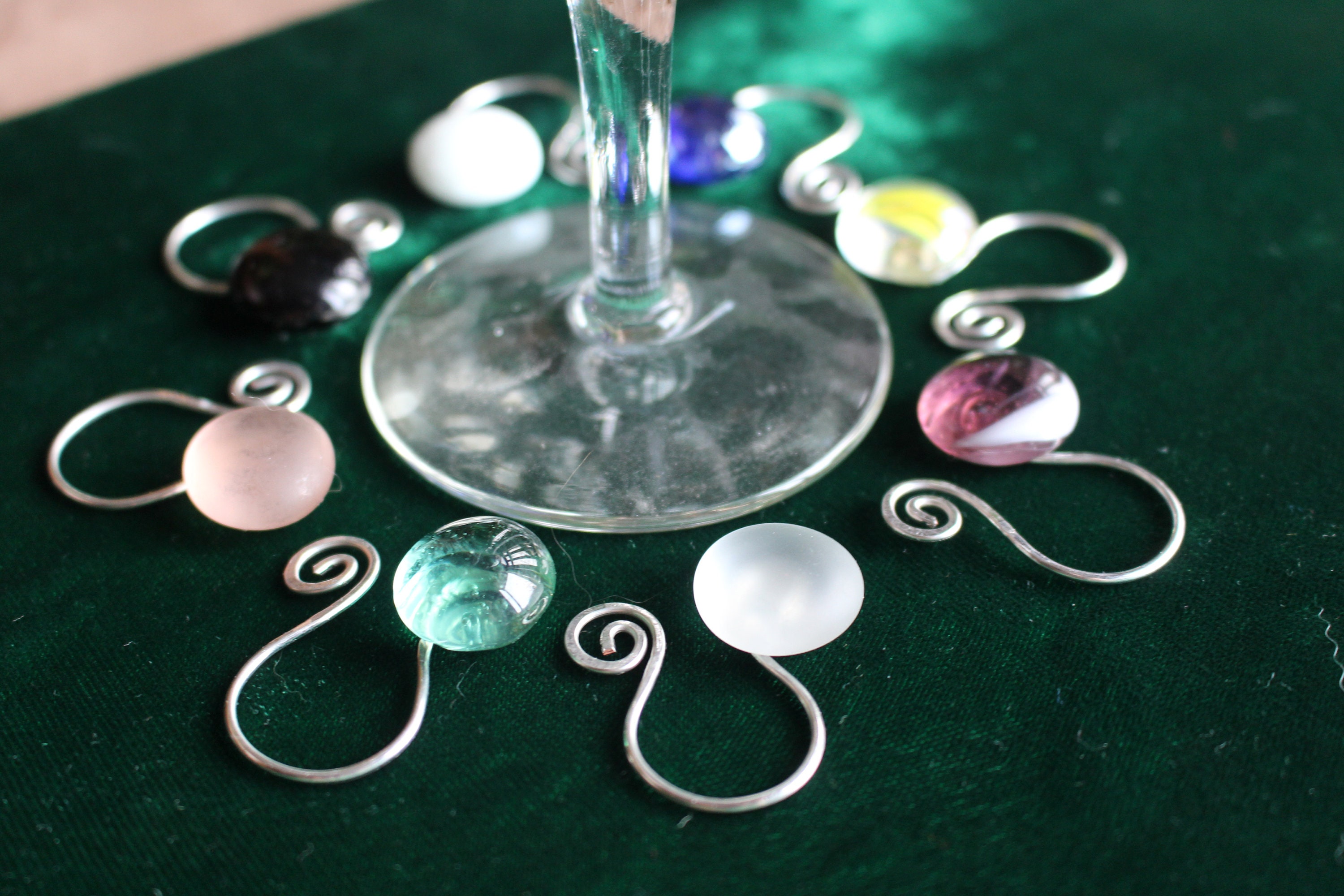 8 Wire Wrap Wine Glass Charms Wedding Gift Birthday Custom Etsy