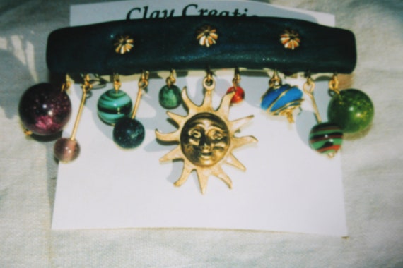 Polymer Clay Solar System Barrette Ooak Hair Decor Long Hair Sun And Planets Stars And Outer Space Custom Gift Celestial Galaxy