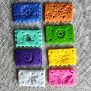 Custom order, 8-pc papel picado, Mexican decor, buttons, tapestry decor, wedding decor, party favor button brooch magnets, variable price