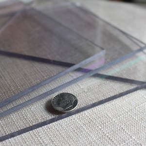 CLEARANCE- Ten Clear Thick Plastic Sheets, Lexan clear sheets, polycarbonate plastic squares, picture frames, plastic bases, stands, covers