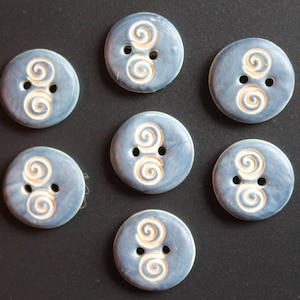 7 Dime-size Polymer Clay Buttons- double swirl, sewing supplies, knitters gift, knitting supplies, textured clay buttons, craft supplies