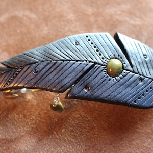 Polymer Clay and Gemstone Barrette, hair accessory, ooak clay barrette, boho clay barrette, bargain hair decor, unique gift, mother&#39;s day
