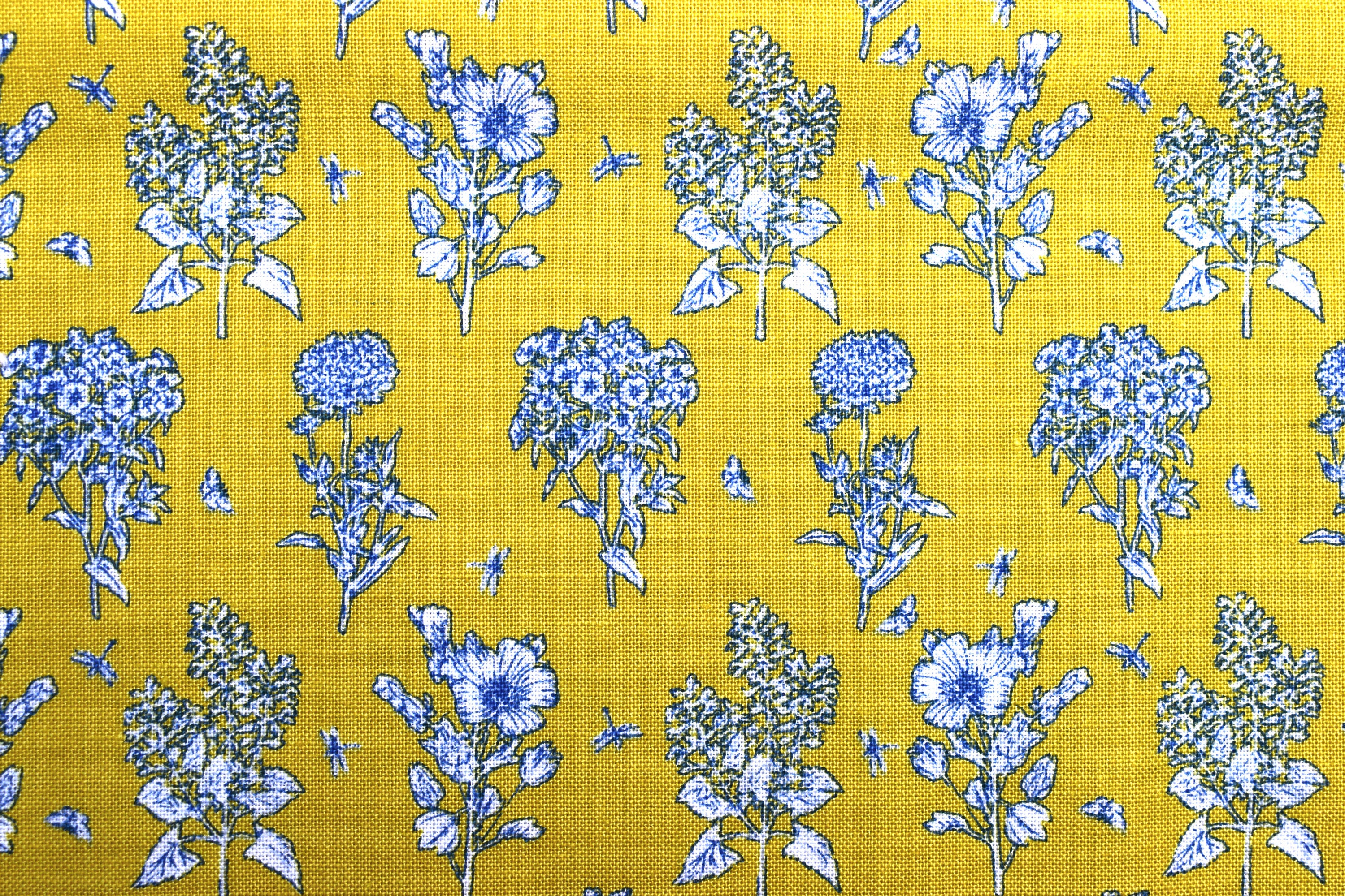 Herb fabric yellow floral fabric garden fabric cotton Etsy