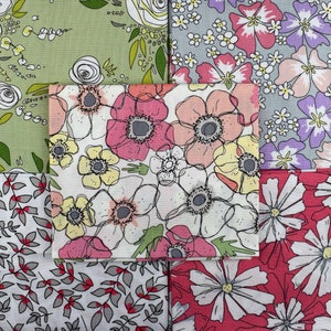 Watercolour Floral Cotton Fabric Fat Quarter Bundle: Pastel Daisy Prints