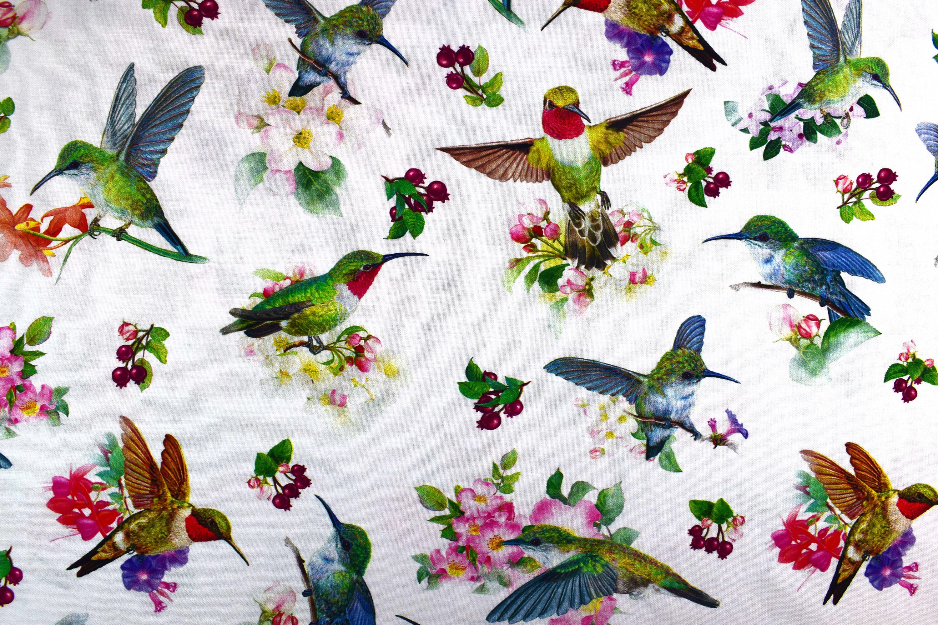 Hummingbird Fabric Quilting Fabric Cotton Fabric Etsy UK